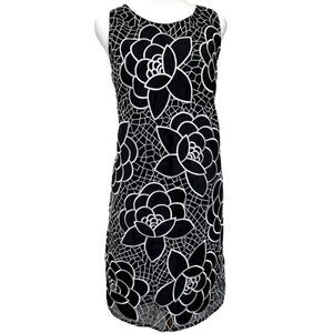 Anthropologie Sachin & Babi Petalwork Shift Dress Size 8 Black White Embroidery